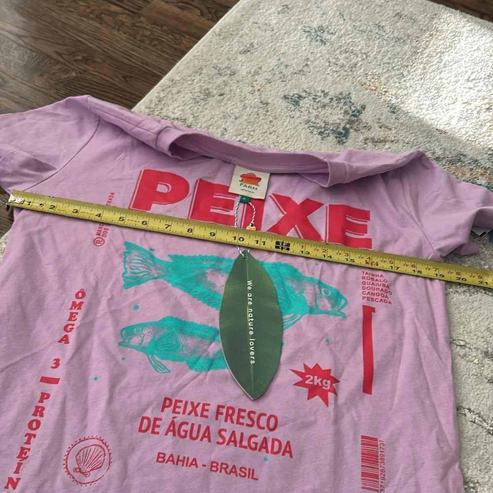 FARM Rio Lilac Peixe Fish Graphic T-Shirt - Picture 9 of 11